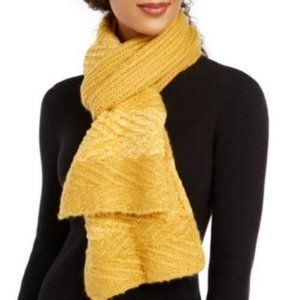 MSRP $45 Inc Chenille Striped Arrow-Stitch Muffler Scarf Yellow One Size